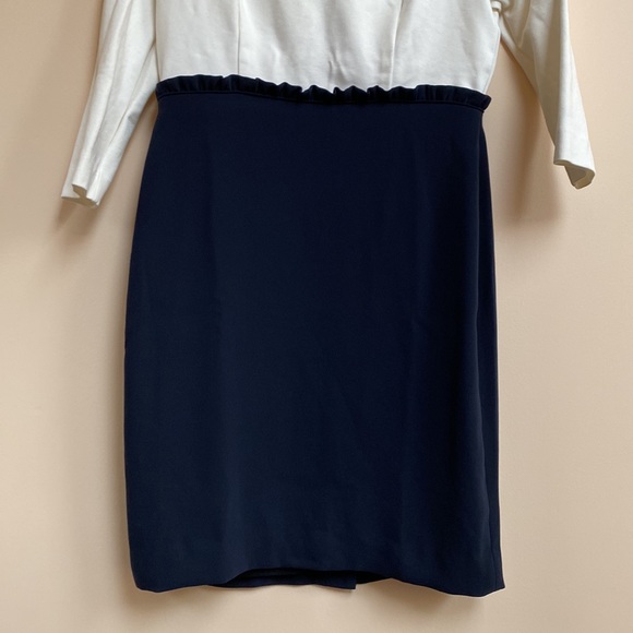 J. Crew Combo Ruffle Dress Cream Navy 4P - Picture 9 of 16